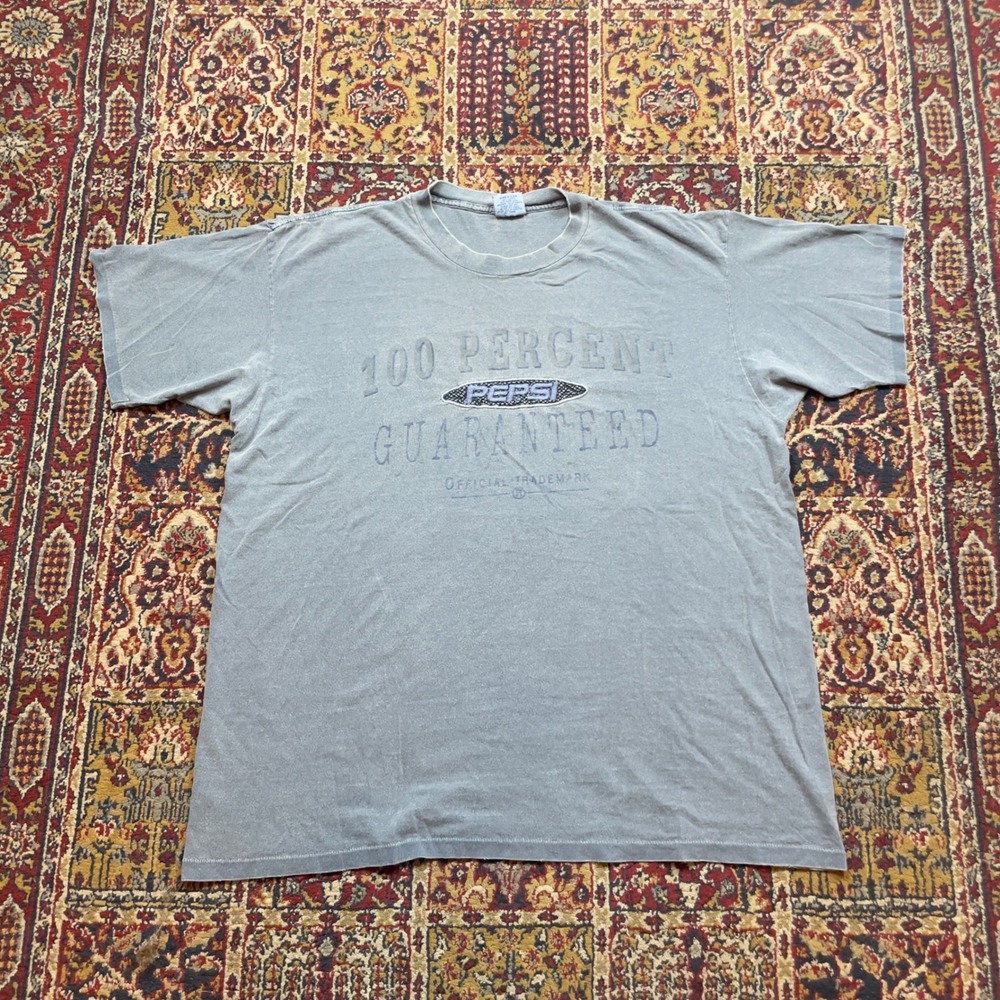 VTG 90s Pepsi T-Shirt XL Blue Gray Faded Graphic Made in USA 90s Single Logo